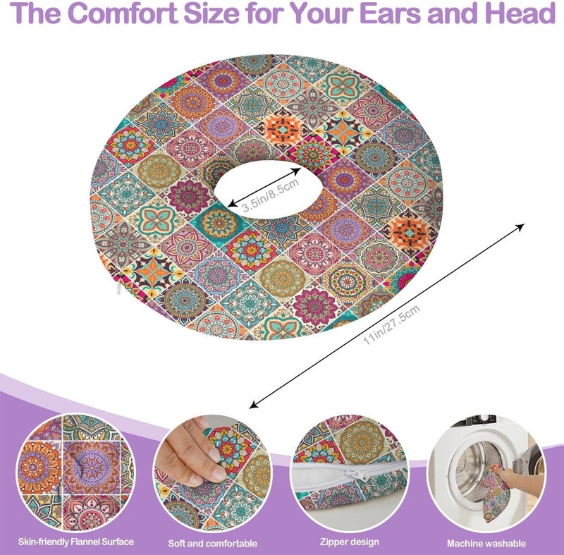 BVOKQUC Ear Piercing Pillow for Side Sleepers with Washable Cover Pillows with Holes for Ear Pain,Donut Pillow for Adults CNH Ear Pain Relief Pressure Sores Ear Pillow with Hole in Center - Image 4